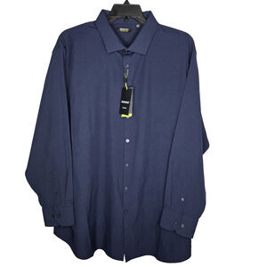 Murano Performance Mens Size 3XB Blue Long Sleeve Button Up Shirt Stretch
